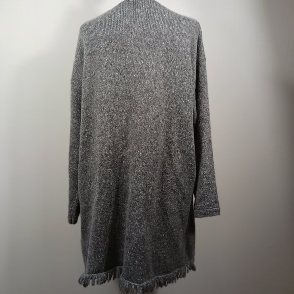 Soft Joie, Large, Heather Gray, Open Front, Wrap Cardigan Sweater, With Fringe - Picture 3 of 12